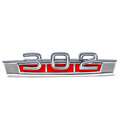302 Engine Badge Emblem | Red Accent | 69-77 Bronco, 67-72 Ford Truck